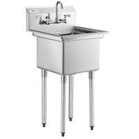 Regency 22 inch 16-Gauge Stainless Steel One Compartment Commercial Sink with Faucet - 17 inch x 17 inch x 12 inch Bowl
