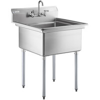 Steelton 30 inch 18-Gauge Stainless Steel One Compartment Commercial Sink with Faucet - 24 inch x 24 inch x 12 inch Bowl