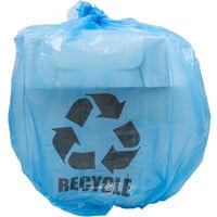 40-45 Gallon 40 inch X 46 inch Blue Tint Linear Low Density Recycling Bag 1.2 Mil - 100/Case