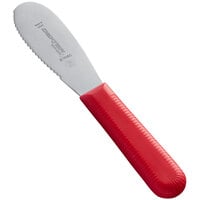 Dexter-Russell 18213R Sani-Safe 3 1/2 inch Red Scalloped Sandwich Spreader