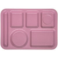 Carlisle 4398193 10 inch x 14 inch Rose Heavy Weight Melamine Granite Left Hand 6 Compartment Tray