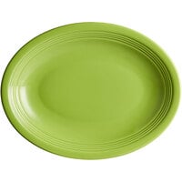 Acopa Capri 11 1/2" x 8 3/4" Bamboo Green Oval Stoneware Coupe Platter - 12/Case