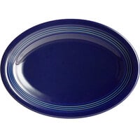 Acopa Capri 9 3/4" x 7" Deep Sea Cobalt Oval Stoneware Coupe Platter - 12/Case