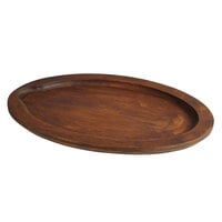 Valor 15 1/4 inch x 11 3/4 inch Oval Rubberwood Underliner with Rustic Chestnut Finish