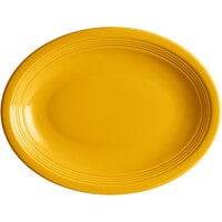 Acopa Capri 11 1/2 inch x 8 3/4 inch Mango Orange Oval Stoneware Coupe Platter - 12/Case