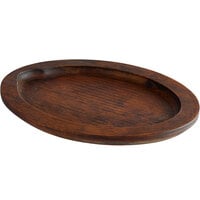 Valor 11 1/2 inch x 9 inch Oval Rubberwood Skillet Underliner with Rustic Chestnut Finish