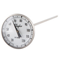 Taylor 6212J 8 inch Superior Grade Instant Read Probe Dial Thermometer 25 to 125 Degrees Fahrenheit