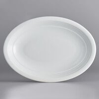 Acopa Capri 11 1/2" x 8 3/4" Coconut White Oval Stoneware Coupe Platter - 12/Case