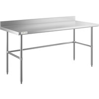 Regency 30 inch x 72 inch 14-Gauge 304 Stainless Steel Commercial Open Base Work Table with 4 inch Backsplash