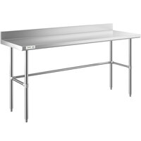 Regency 24 inch x 72 inch 14-Gauge 304 Stainless Steel Commercial Open Base Work Table with 4 inch Backsplash