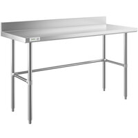 Regency 24 inch x 60 inch 14-Gauge 304 Stainless Steel Commercial Open Base Work Table with 4 inch Backsplash