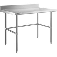 Regency Spec Line 30 inch x 48 inch 14-Gauge 304 Stainless Steel Commercial Open Base Work Table with 4 inch Backsplash