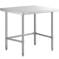 Regency 30 inch x 36 inch 14-Gauge 304 Stainless Steel Commercial Open Base Work Table