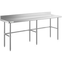 Regency 24 inch x 84 inch 14-Gauge 304 Stainless Steel Commercial Open Base Work Table with 4 inch Backsplash