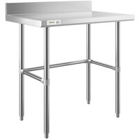 Regency Spec Line 24 inch x 36 inch 14-Gauge 304 Stainless Steel Commercial Open Base Work Table with 4 inch Backsplash