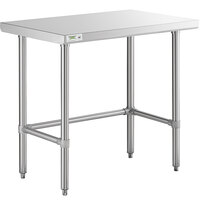Regency 24 inch x 36 inch 14-Gauge 304 Stainless Steel Commercial Open Base Work Table