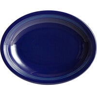Acopa Capri 13 3/4" x 10 1/2" Deep Sea Cobalt Oval Stoneware Coupe Platter - 12/Case