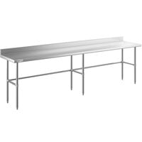 Regency Spec Line 24 inch x 120 inch 14-Gauge 304 Stainless Steel Commercial Open Base Work Table with 4 inch Backsplash