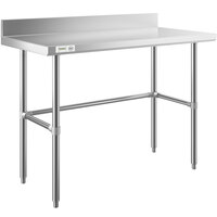 Regency 24 inch x 48 inch 14-Gauge 304 Stainless Steel Commercial Open Base Work Table with 4 inch Backsplash