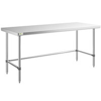Regency 24 inch x 72 inch 14-Gauge 304 Stainless Steel Commercial Open Base Work Table