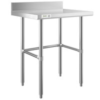 Regency 24 inch x 30 inch 14-Gauge 304 Stainless Steel Commercial Open Base Work Table with 4 inch Backsplash