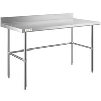 Regency 30 inch x 60 inch 14-Gauge 304 Stainless Steel Commercial Open Base Work Table with 4 inch Backsplash