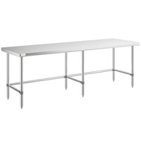 Regency 30 inch x 96 inch 14-Gauge 304 Stainless Steel Commercial Open Base Work Table