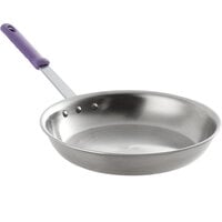 Vollrath 693312 Tribute 12 inch Natural Finish Tri-Ply Stainless Steel Fry Pan with Purple Allergen-Free Sleeve Handle