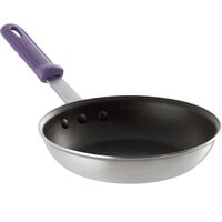 Vollrath T400880 Wear-Ever 8 inch Non-Stick Aluminum Fry Pan with SteelCoat x3 Interior and Purple Allergen-Free Sleeve Handle
