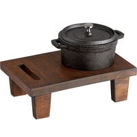 Valor 16 oz. Mini Cast Iron Pot with Rustic Chestnut Finish Display Stand