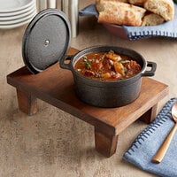 Valor 16 oz. Mini Cast Iron Pot with Rustic Chestnut Finish Display Stand