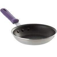 Vollrath T400780 Wear-Ever 7 inch Non-Stick Aluminum Fry Pan with SteelCoat x3 Interior and Purple Allergen-Free Sleeve Handle