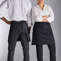 Choice Black Customizable Poly-Cotton Half Bistro Apron with 2 Pockets - 18" x 30"