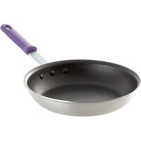 Vollrath T401080 Wear-Ever 10 inch Non-Stick Aluminum Fry Pan with SteelCoat x3 Interior and Purple Allergen-Free Sleeve Handle