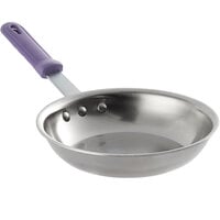 Vollrath 693308 Tribute 8 inch Natural Finish Tri-Ply Stainless Steel Fry Pan with Purple Allergen-Free Sleeve Handle