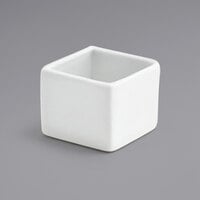 Front of the House DSD034WHP24 Canvas 1 oz. White Square Porcelain Ramekin - 24/Case