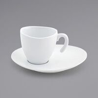 Front of the House DCS009WHP22 Ellipse 2 oz. White Porcelain Cup and Saucer Set - 6/Case