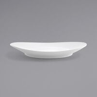 Front of the House SPT006WHP20 Ellipse 15 inch x 12 1/2 inch White Oval Porcelain Coupe Platter - 2/Case
