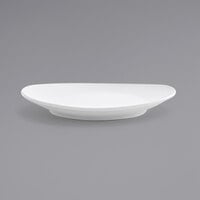 Front of the House DBB000WHP13 Ellipse 6 1/2 inch x 5 1/2 inch White Oval Porcelain Coupe Plate - 12/Case