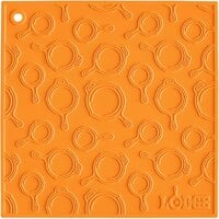 Lodge AS7SKT61 7 inch x 7 inch Orange Skillet Pattern Silicone Trivet / Pot Holder