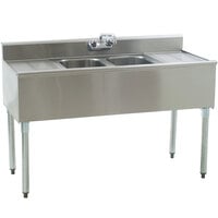 Eagle Group B4C-2-18 Compartment Underbar Sink with Two Drainboards and Splash Mount Faucet - 48 inch