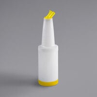 Tablecraft 8032Y PourMaster Complete 1 Qt. Pour Bottle with Yellow Spout and Cap - 12/Pack