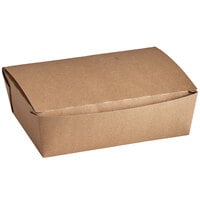 Fold-Pak 03BPDINEEM Bio-Plus Dine 8 1/2" x 6 1/4" x 2 1/2" Kraft Microwavable Paper #3 Take-Out Container - 160/Case
