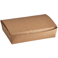 Fold-Pak 02BPDINEEM Bio-Plus Dine 8 7/16" x 6 3/16" x 1 7/8" Kraft Microwavable Paper #2 Take-Out Container - 160/Case
