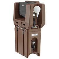 Cambro 2.5 Gallon Dark Brown Portable Handwash Station with Soap and Multi Fold Paper Towel Dispenser