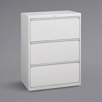 Hirsh Industries 23697 HL8000 Series White Three-Drawer Lateral File Cabinet - 30 inch x 18 5/8 inch x 40 1/4 inch