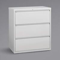 Hirsh Industries 23701 HL8000 Series White Three-Drawer Lateral File Cabinet - 36 inch x 18 5/8 inch x 40 1/4 inch