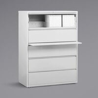 Hirsh Industries 23707 HL10000 Series White Five-Drawer Lateral File Cabinet with Roll Out Binder Storage - 42 inch x 18 5/8 inch x 67 5/8 inch
