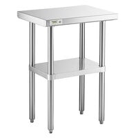 Regency 18 inch x 24 inch 16-Gauge 304 Stainless Steel Commercial Work Table with Undershelf
