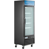 Avantco GDC-12F-HC 27 1/8" Black Swing Glass Door Merchandiser Freezer with LED Lighting